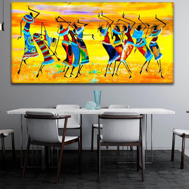 African Women Tribal Dance Canvas Painting Abstract Poster