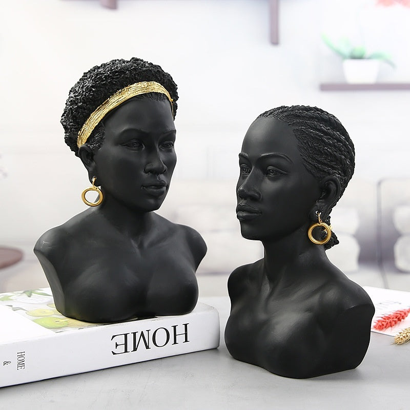 Creative African Black Girl Head Portrait Decoration Ethnic