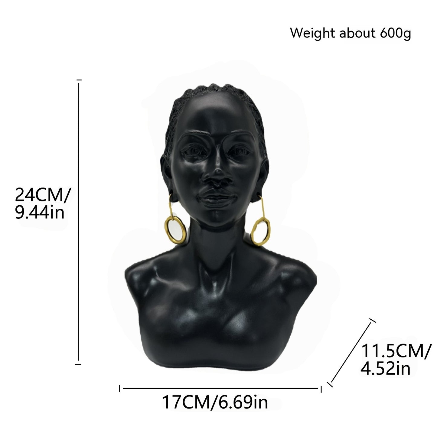 Creative African Black Girl Head Portrait Decoration Ethnic