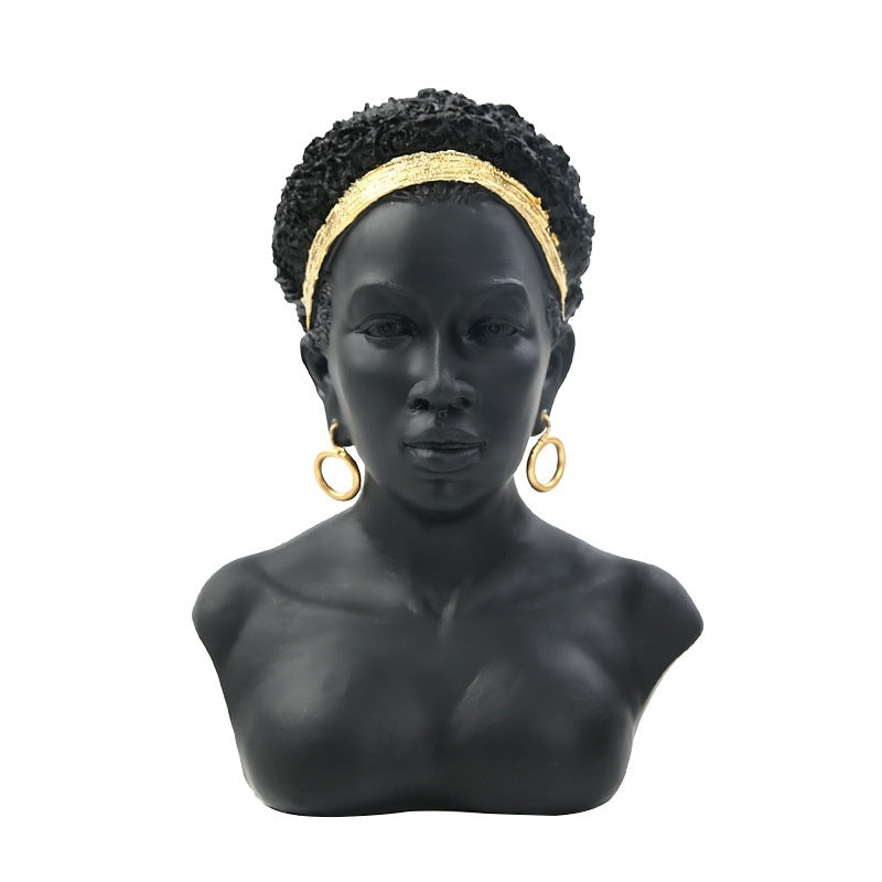 Creative African Black Girl Head Portrait Decoration Ethnic