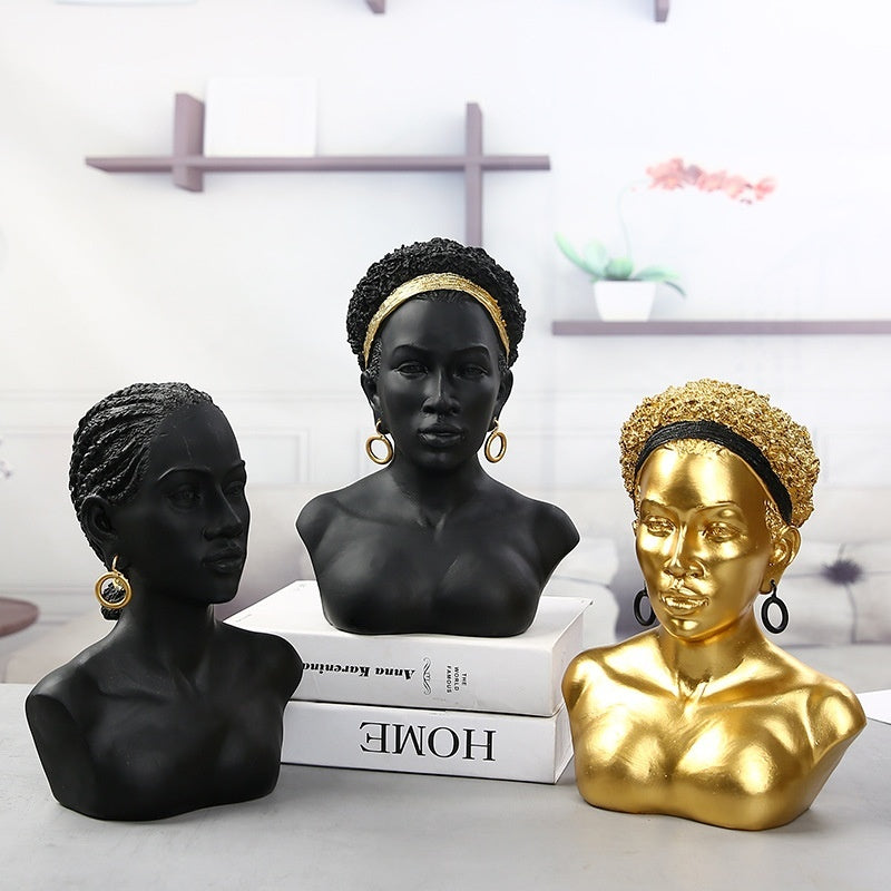 Creative African Black Girl Head Portrait Decoration Ethnic