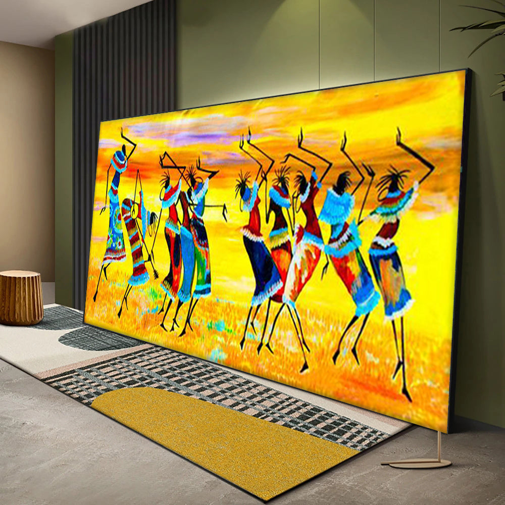 African Women Tribal Dance Canvas Painting Abstract Poster