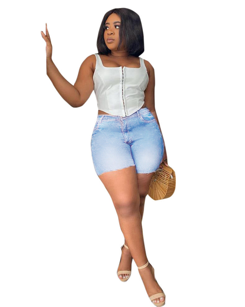Mid Length Denim Shorts