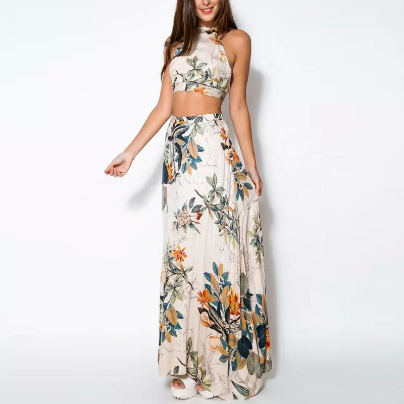 Summer women's printed dress suit
