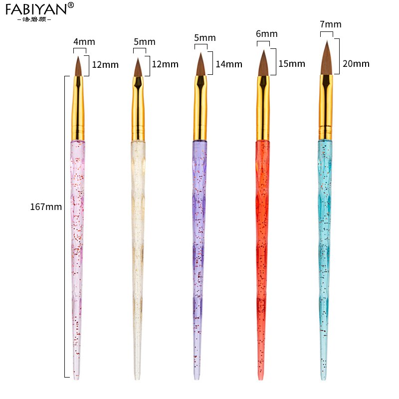 5Pcs/set 11/13/15/17/19mm Nail Art Crystal Brush