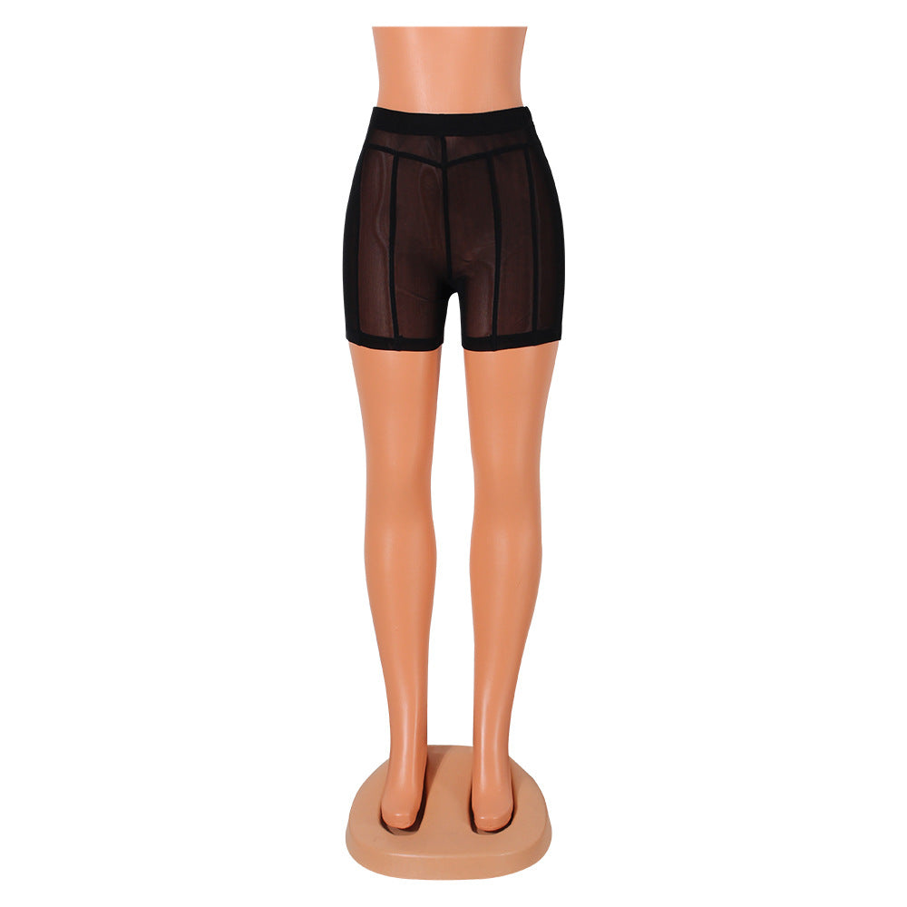 Mesh See-Through Panel Bottom Shorts