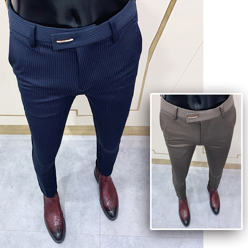 Elegant Slim Fit Tight-ankle Suit Trousers