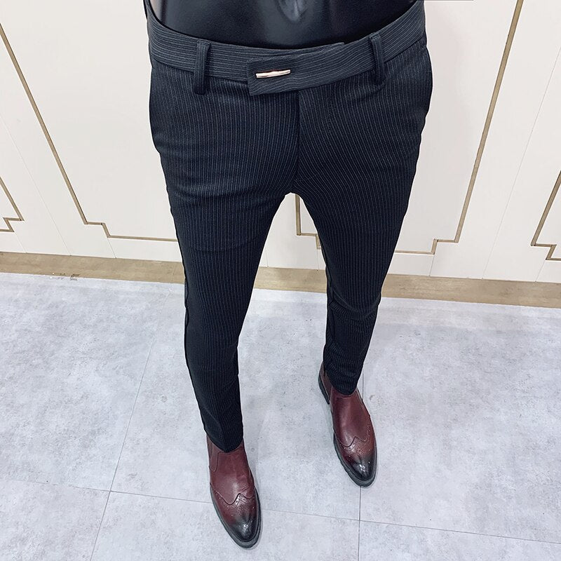 Elegant Slim Fit Tight-ankle Suit Trousers