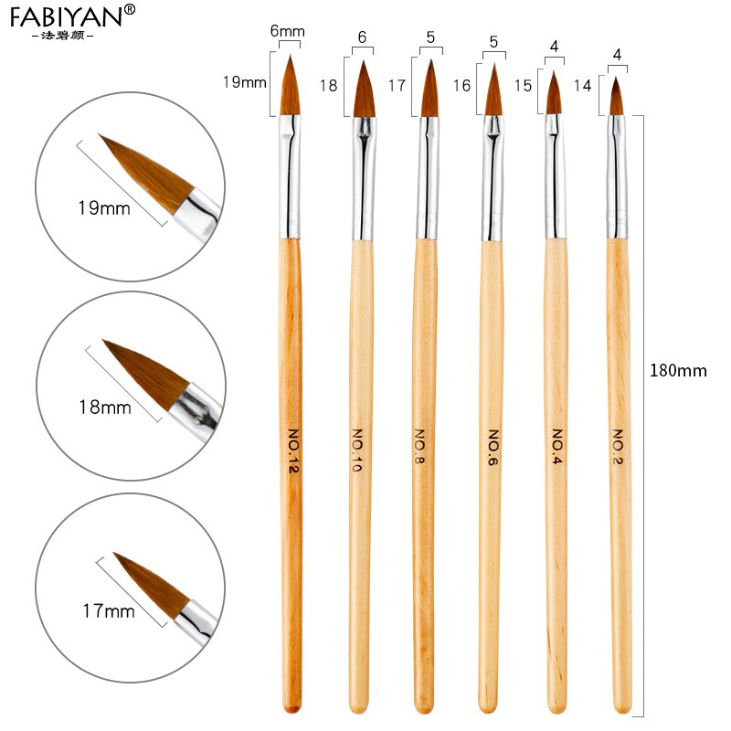 5Pcs/set 11/13/15/17/19mm Nail Art Crystal Brush