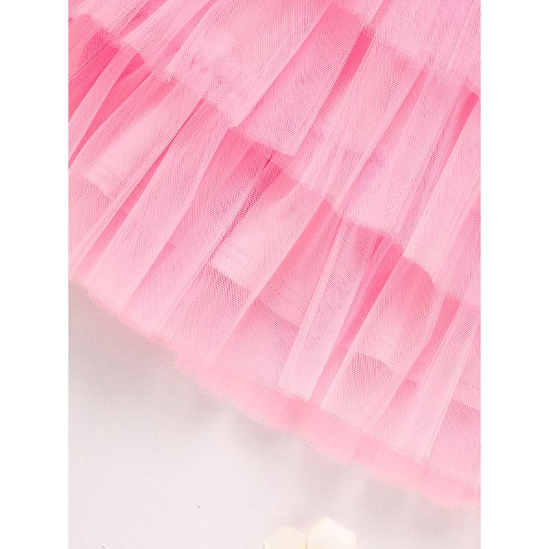 Toddler Girls Long Sleeve Graphic Heart Tulle Dress
