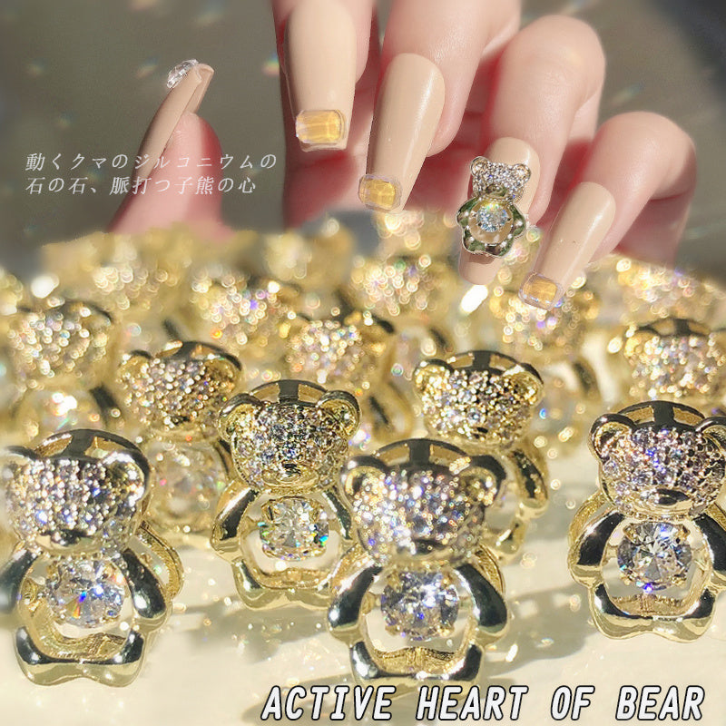 Zircon Smart Bear Three-dimensional Nail Jewelry