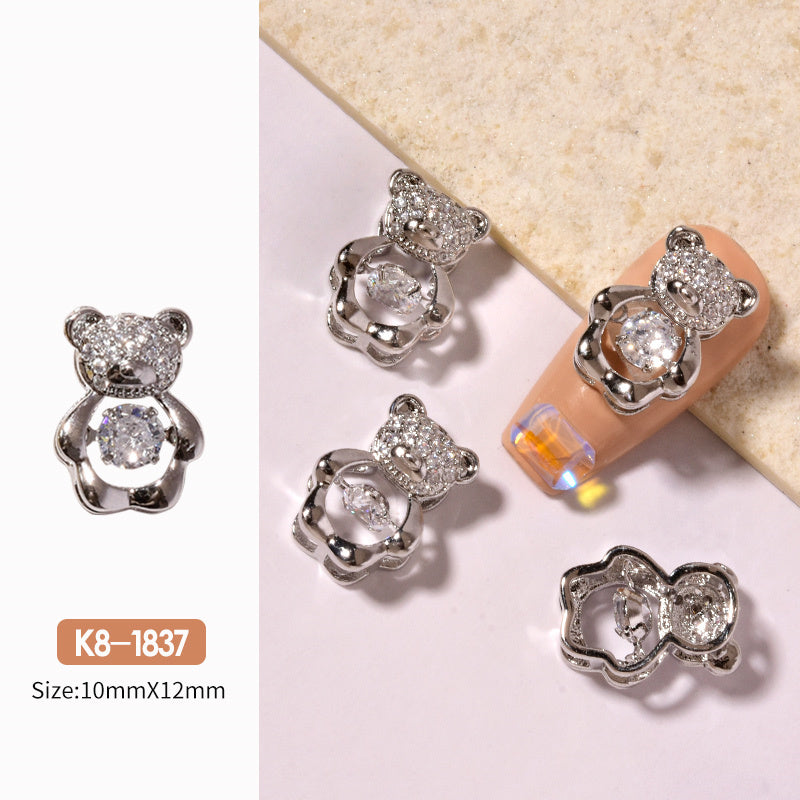 Zircon Smart Bear Three-dimensional Nail Jewelry