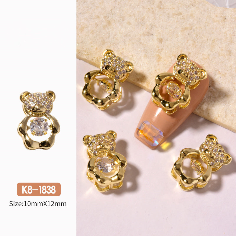 Zircon Smart Bear Three-dimensional Nail Jewelry