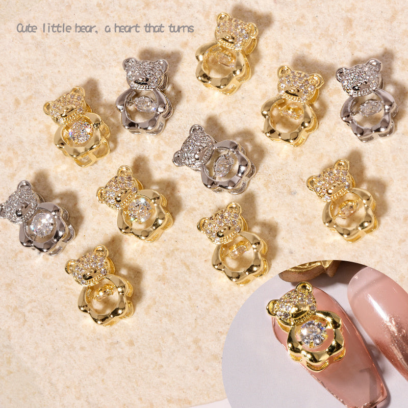 Zircon Smart Bear Three-dimensional Nail Jewelry