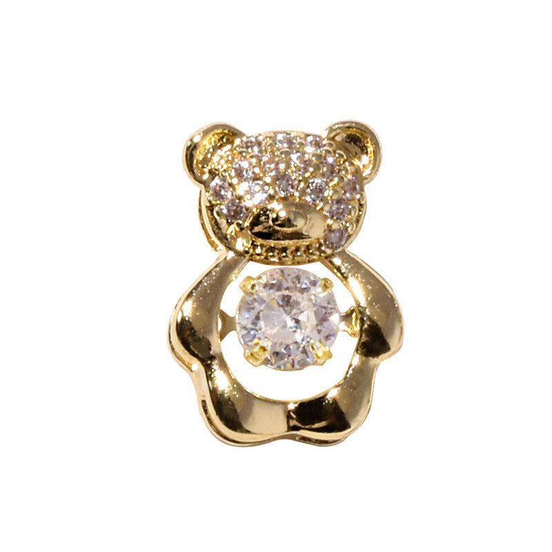 Zircon Smart Bear Three-dimensional Nail Jewelry