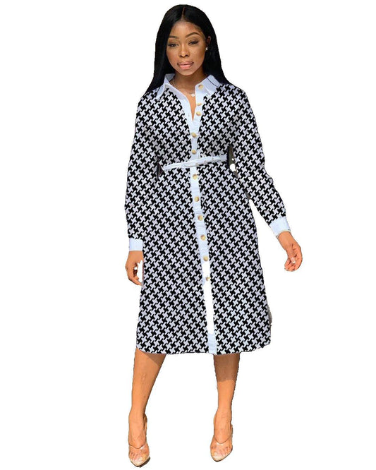 Fall Women's Plover Print Dress