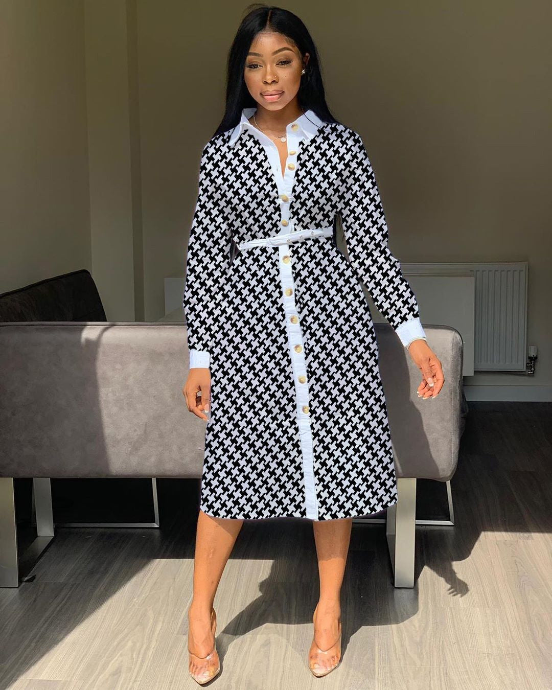 Fall Women's Plover Print Dress
