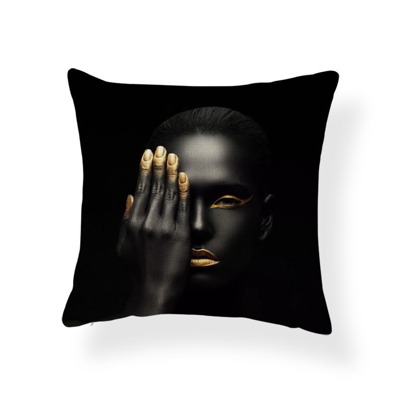 African Woman Hugging Pillow Case Linen Pillow Cushion Cover