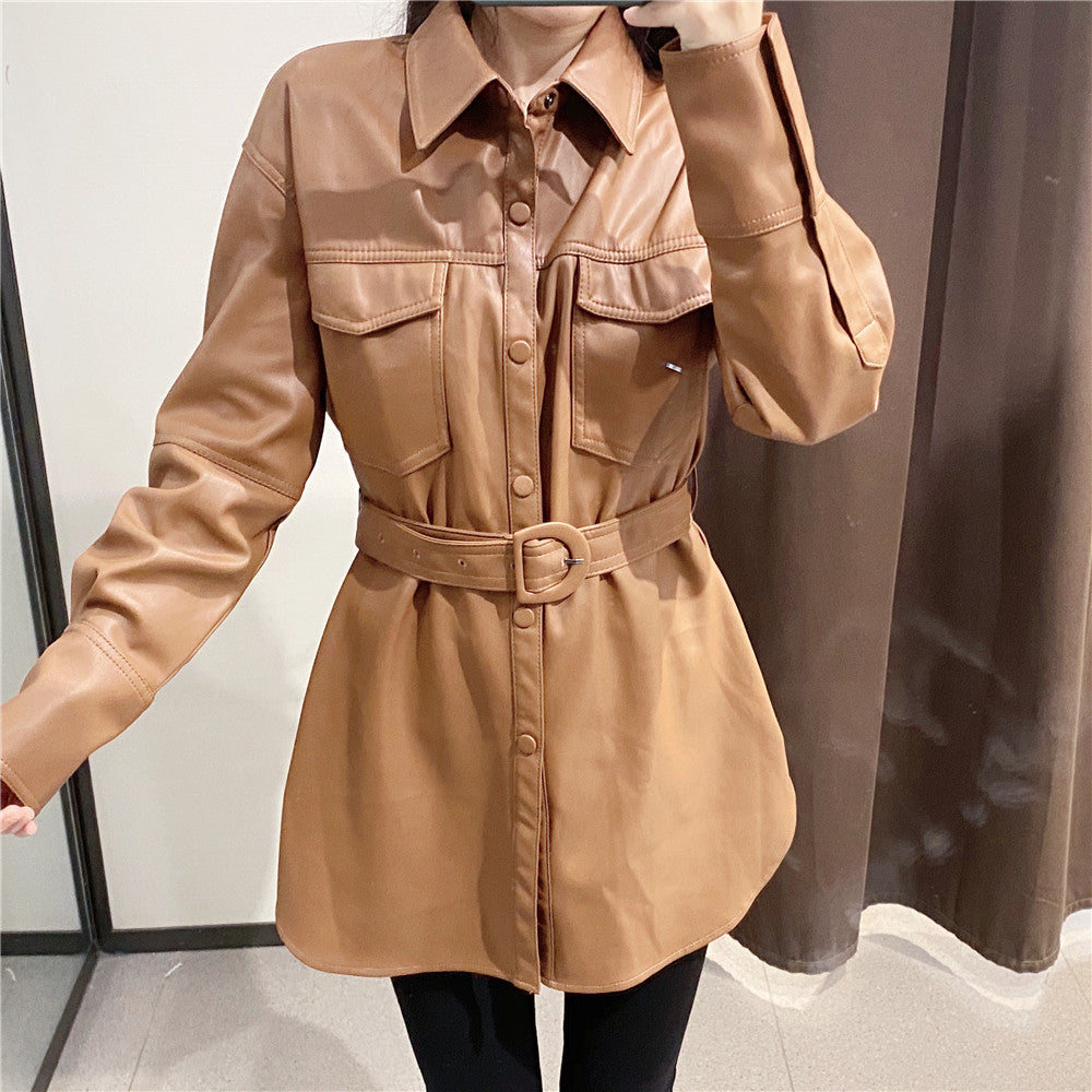 Fall All-match women's leather top.