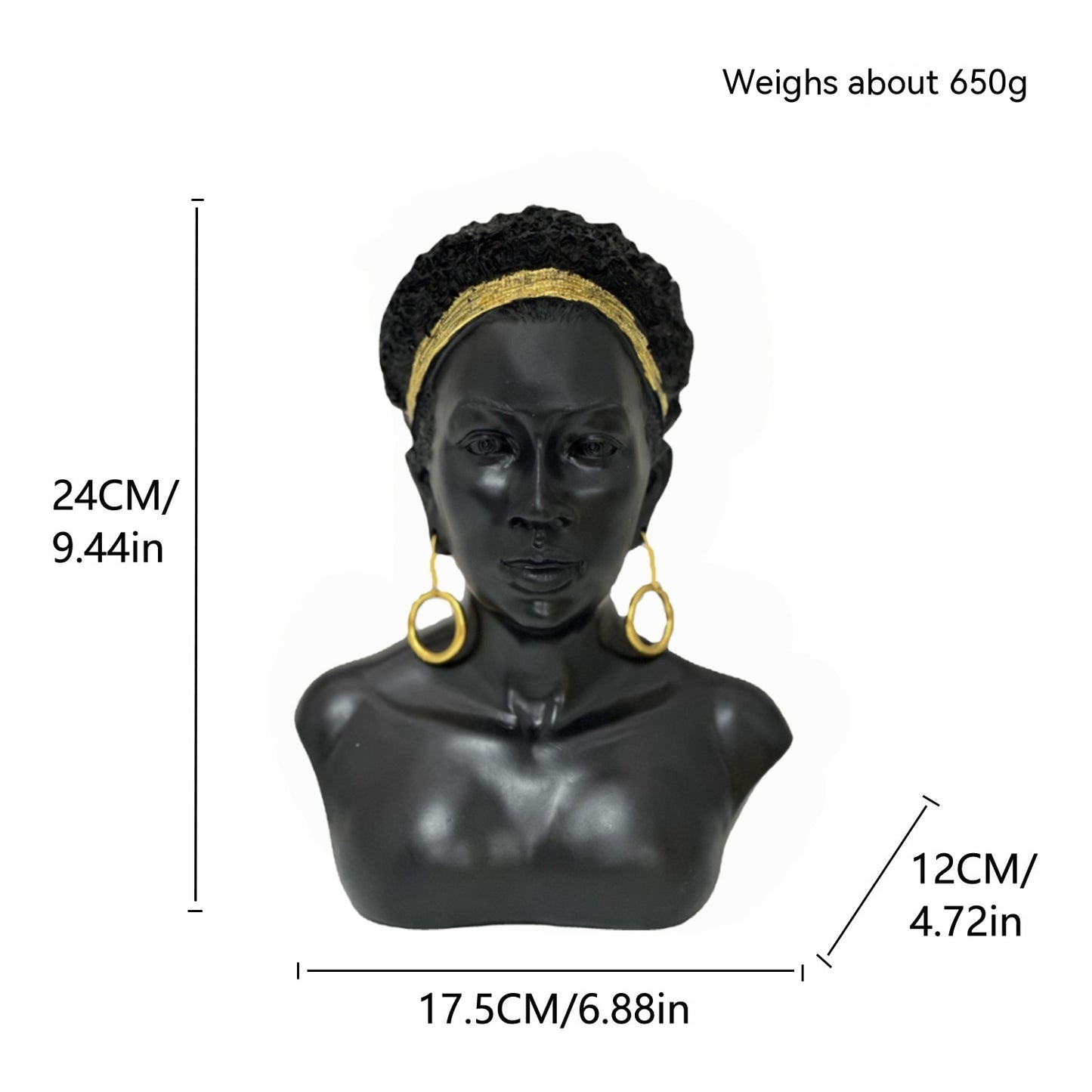 Creative African Black Girl Head Portrait Decoration Ethnic
