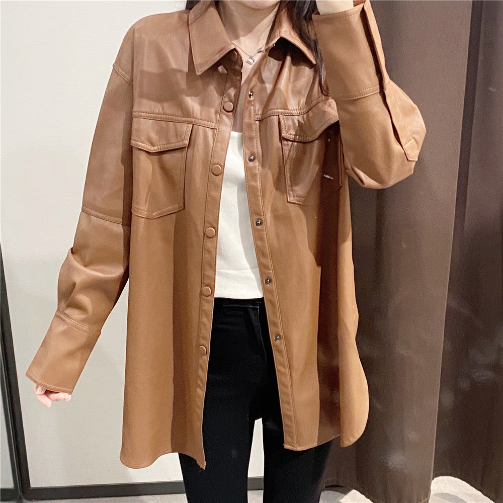 Fall All-match women's leather top.