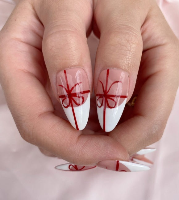 Red Ribbon Gift Press on