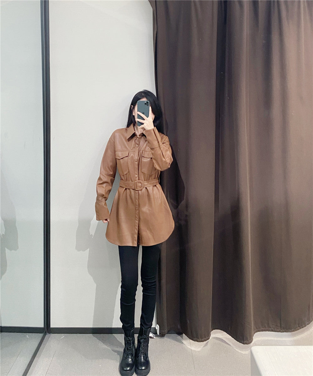 Fall All-match women's leather top.