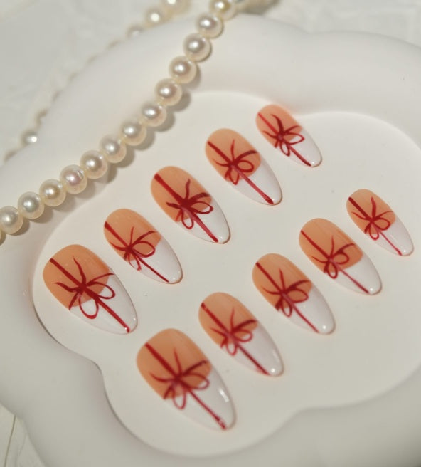 Red Ribbon Gift Press on