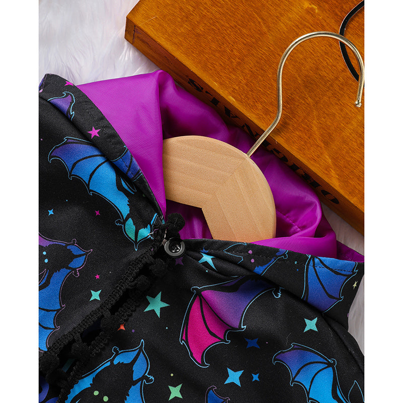 Little Girls 2pc Halloween Sleeveless Tulle Dress With Hooded Cloak