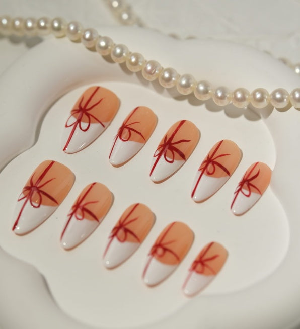 Red Ribbon Gift Press on