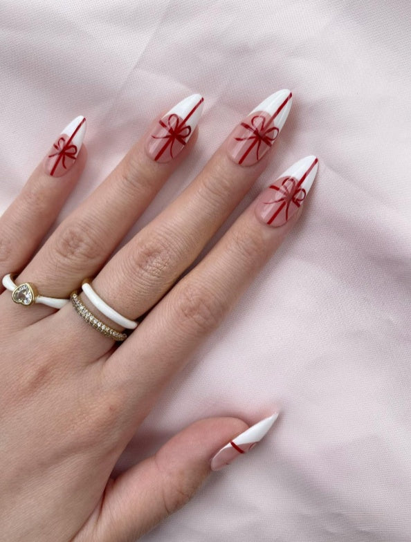 Red Ribbon Gift Press on