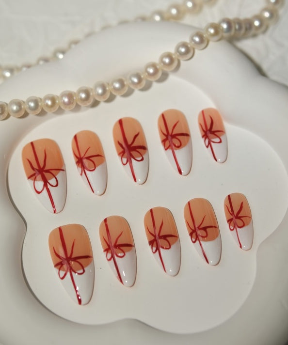 Red Ribbon Gift Press on