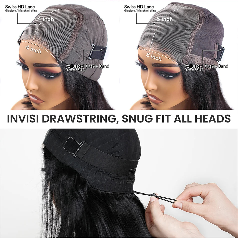 Glueless Wigs Human Hair Ready To Wear Bone Straight Human Hair Wigs 30 Inch Pre Cut 4X4 5X5 Hd Lace Closure Wig 100% Human Hair