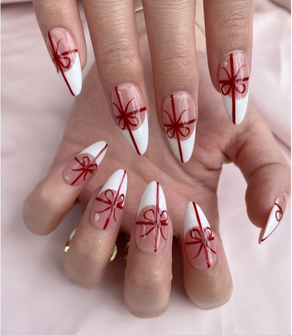 Red Ribbon Gift Press on