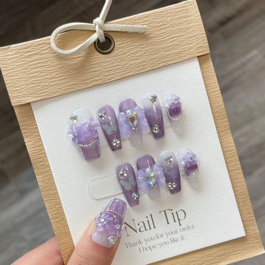Handmade Press On nails W/3D Art