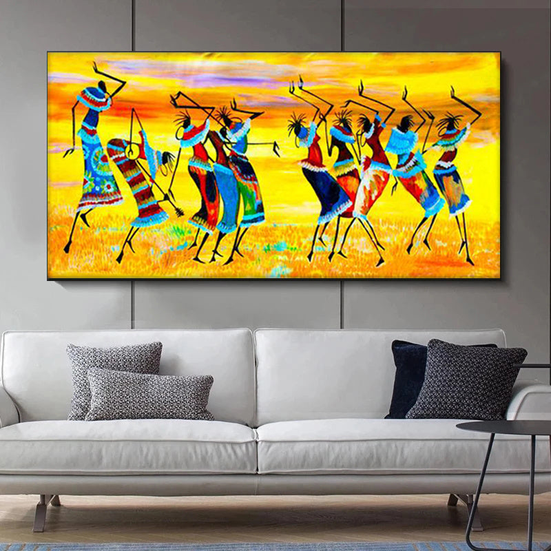 African Women Tribal Dance Canvas Painting Abstract Poster