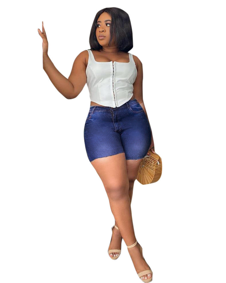 Mid Length Denim Shorts