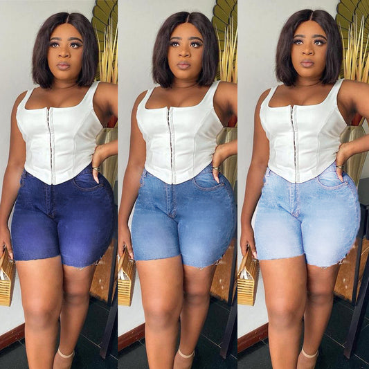 Mid Length Denim Shorts