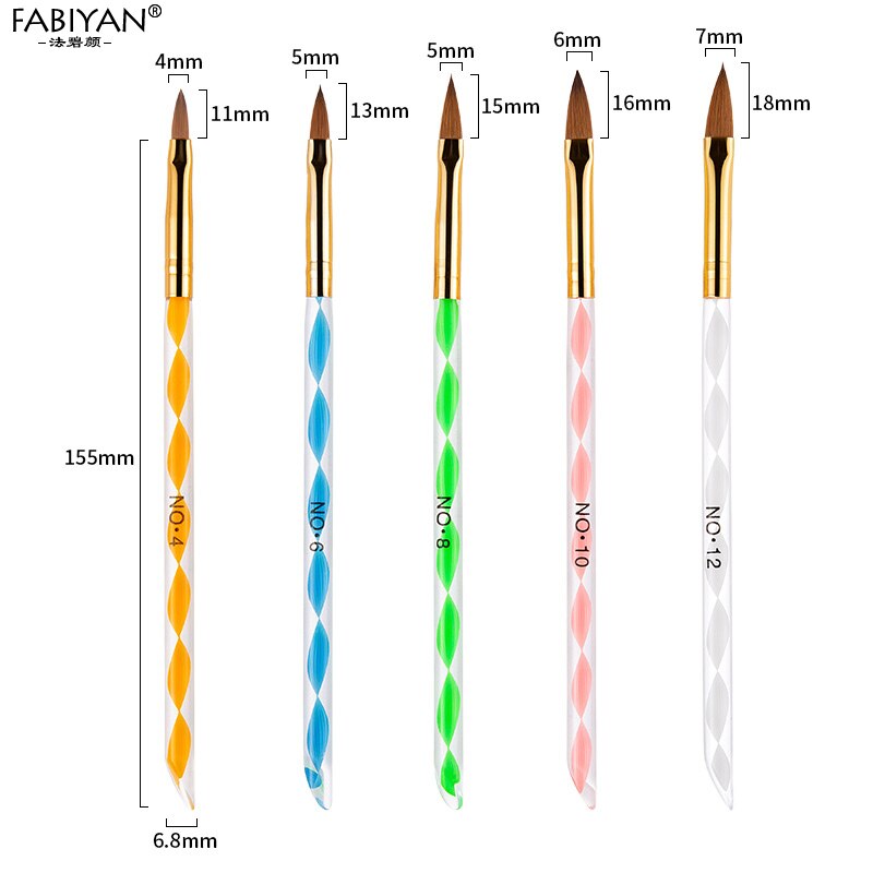 5Pcs/set 11/13/15/17/19mm Nail Art Crystal Brush