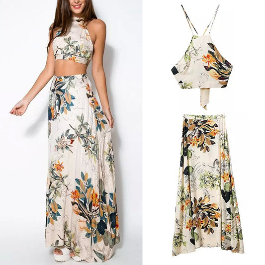 Summer women's printed dress suit