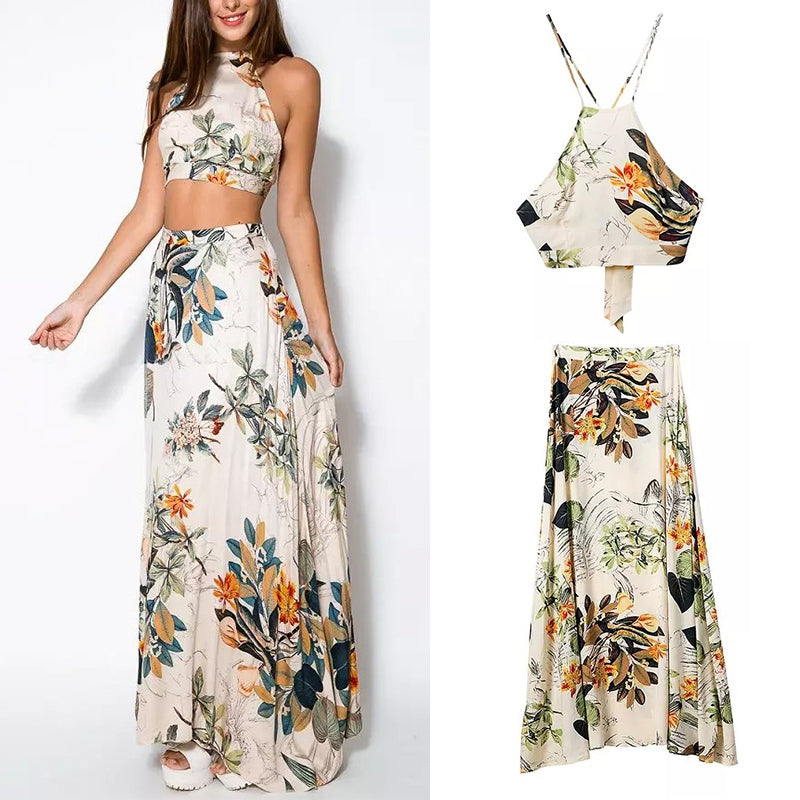 Summer women's printed dress suit