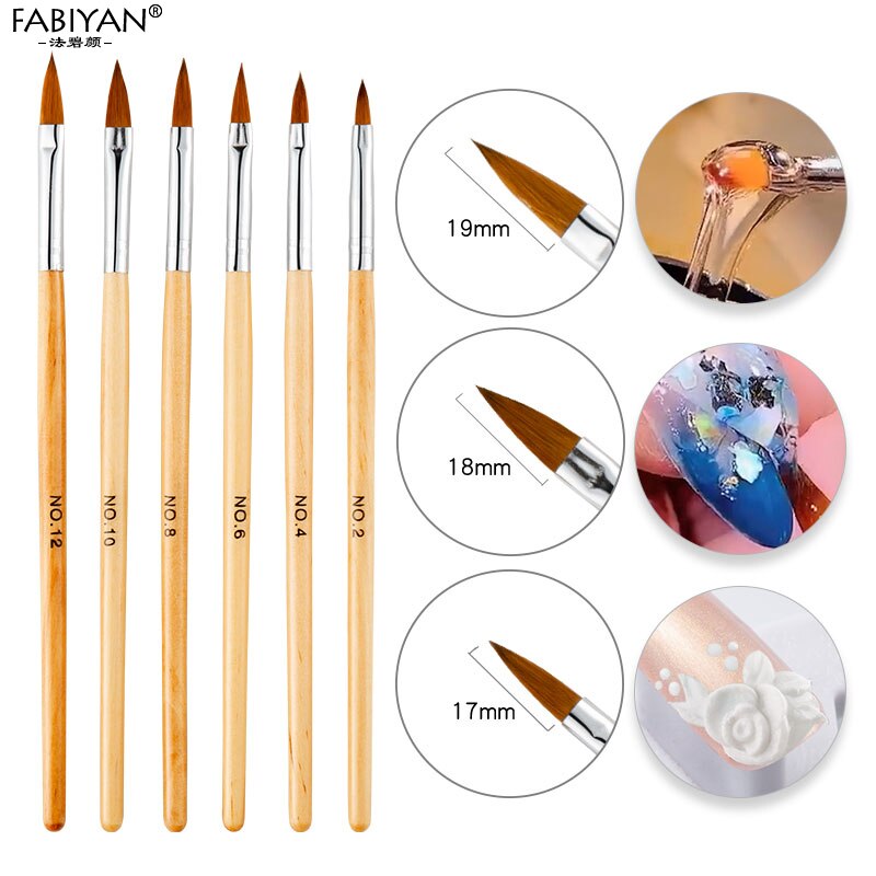 5Pcs/set 11/13/15/17/19mm Nail Art Crystal Brush