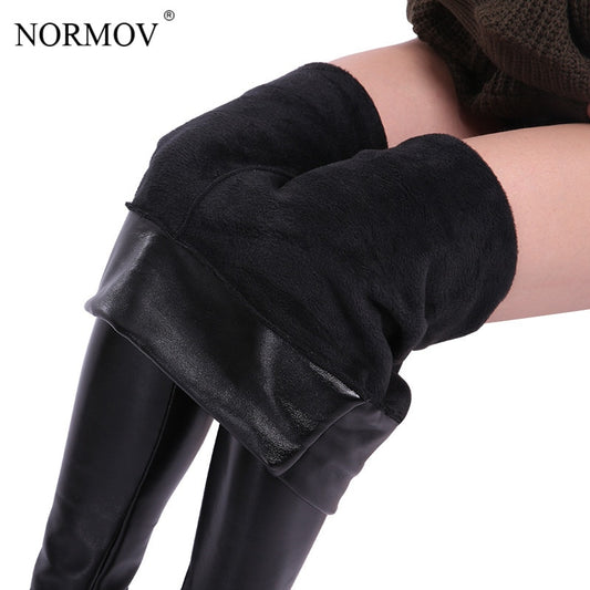 Winter Plus Size Leather High Waist Leggings High Waist