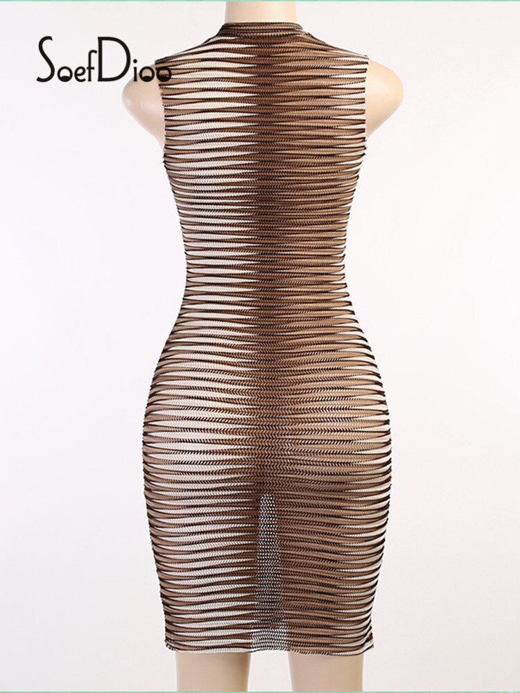Striped O-neck Mini Dress