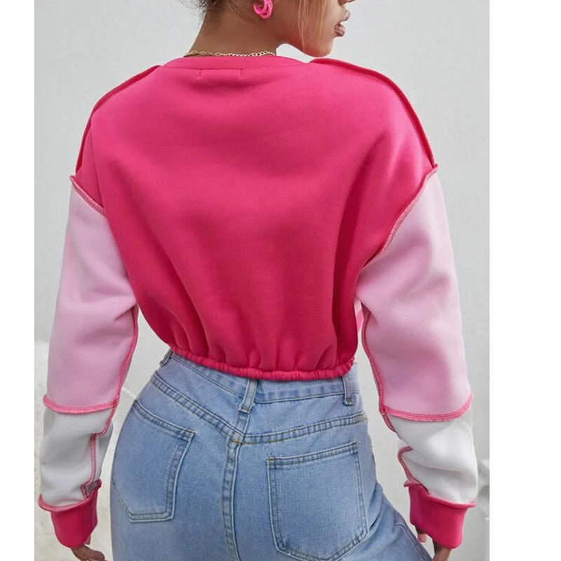 Women's Patchwork Crop Sweater Tops