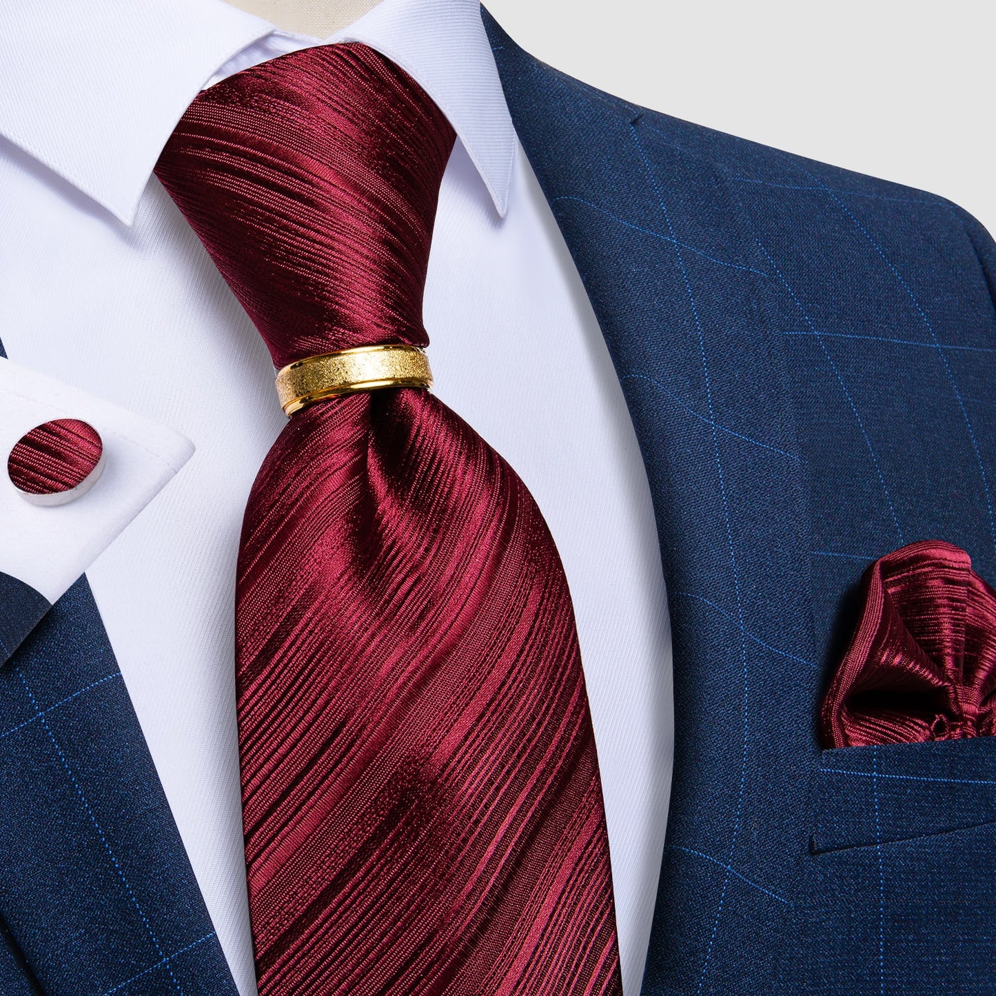 Designer Men's Necktie Striped Floral Paisley Silk Tie Pocket Square Cufflinks