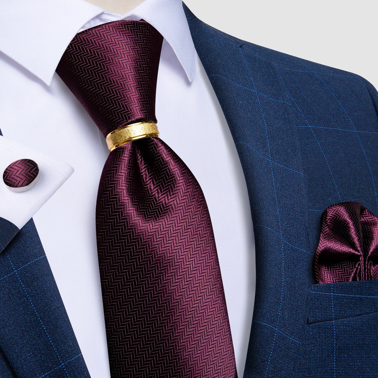 Designer Men's Necktie Striped Floral Paisley Silk Tie Pocket Square Cufflinks