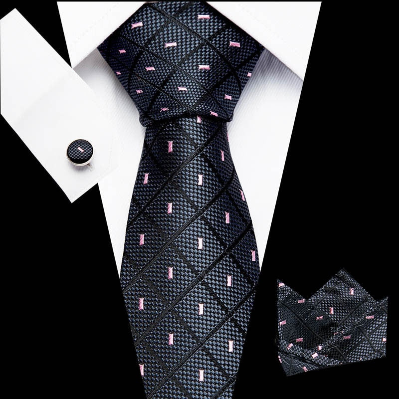 Luxury Paisley Blue Silk Tie with Hanky & Cufflinks