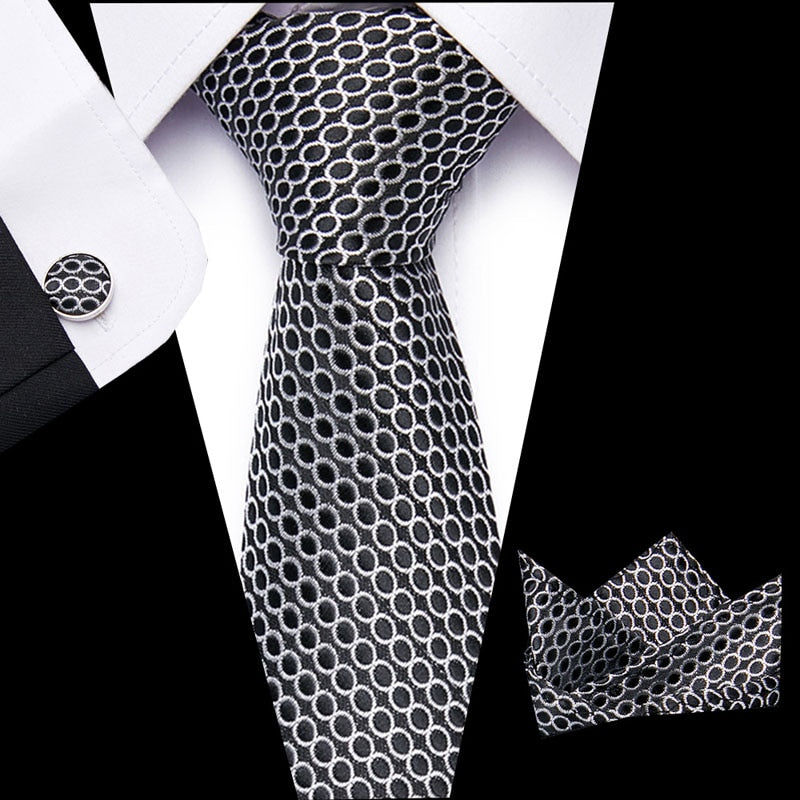 Luxury Paisley Blue Silk Tie with Hanky & Cufflinks