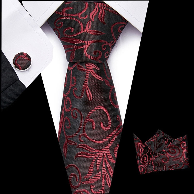 Luxury Paisley Blue Silk Tie with Hanky & Cufflinks